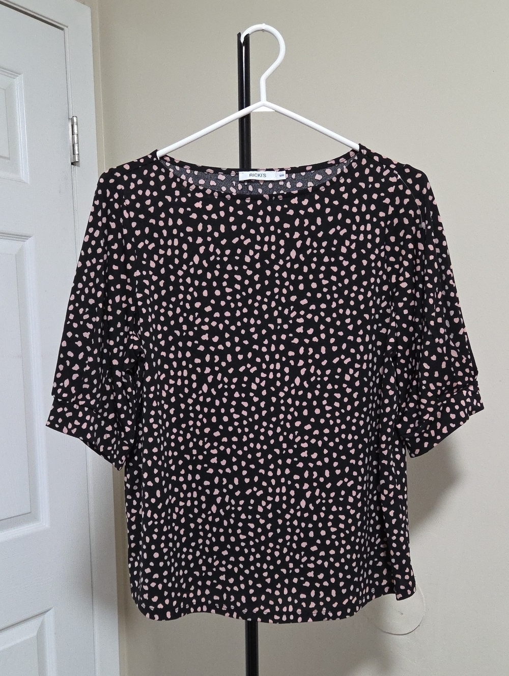Ricki's Black Short-Sleeve Tee with Pink Spot Print